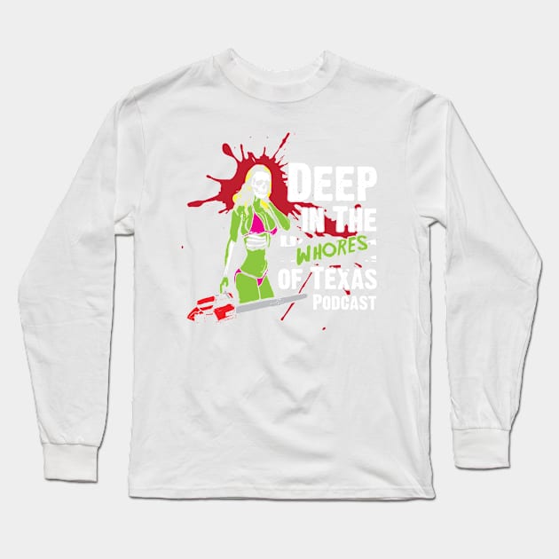 Deep in the wHorror of Texas Chainsaw Girl Long Sleeve T-Shirt by Awesome AG Designs